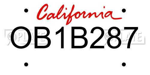 OB1B287 California License Plate