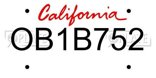 OB1B752 California License Plate