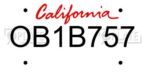 OB1B757 California License Plate