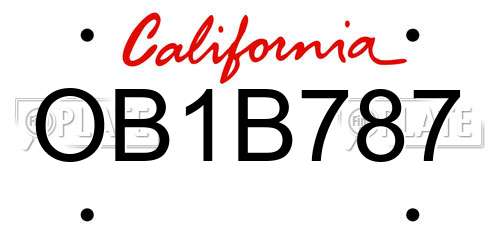 OB1B787 California License Plate