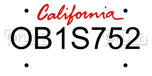 OB1S752 California License Plate