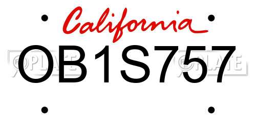 OB1S757 California License Plate