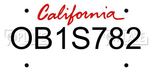 OB1S782 California License Plate