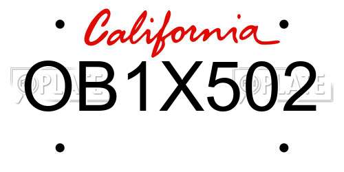 OB1X502 California License Plate