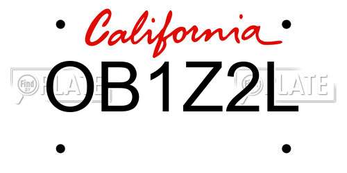 OB1Z2L California License Plate