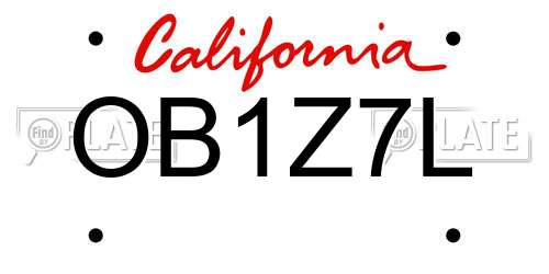 OB1Z7L California License Plate