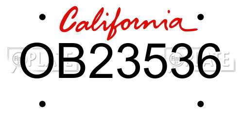 OB23536 California License Plate