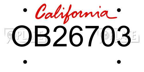 OB26703 California License Plate