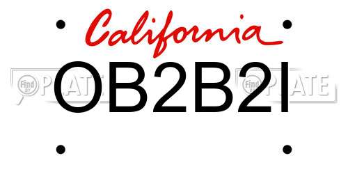 OB2B2I California License Plate