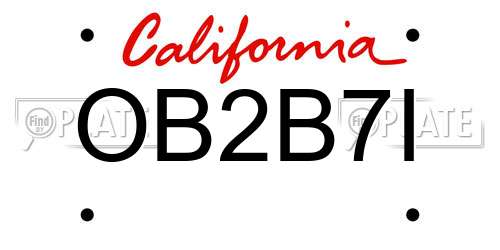 OB2B7I California License Plate