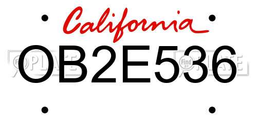 OB2E536 California License Plate