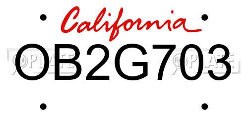 OB2G703 California License Plate