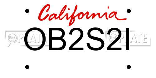 OB2S2I California License Plate