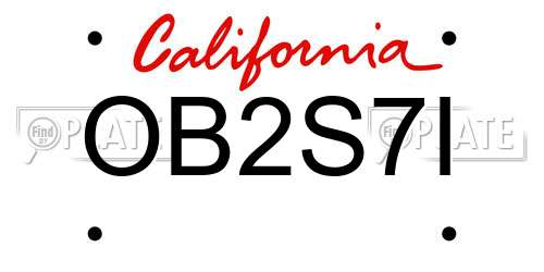 OB2S7I California License Plate