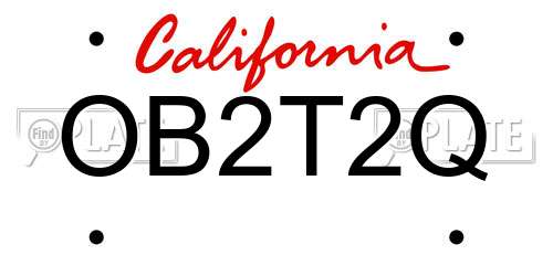 OB2T2Q California License Plate