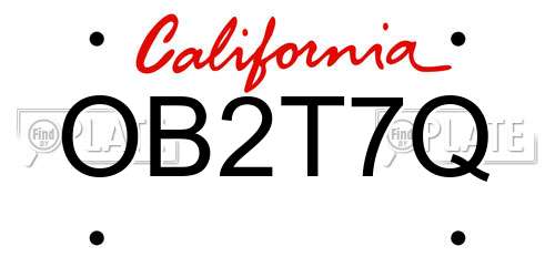 OB2T7Q California License Plate