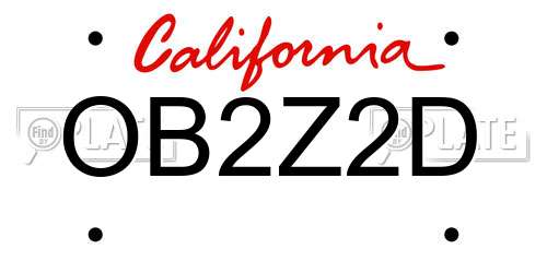 OB2Z2D California License Plate