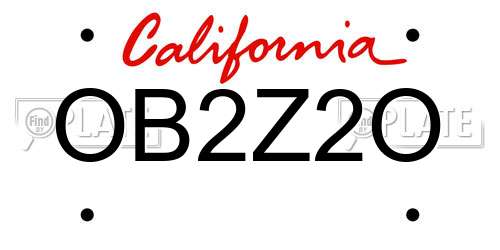 OB2Z2O California License Plate