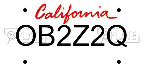 OB2Z2Q California License Plate
