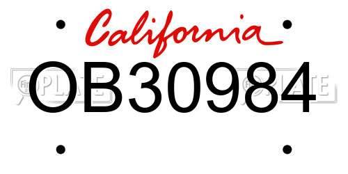 OB30984 California License Plate