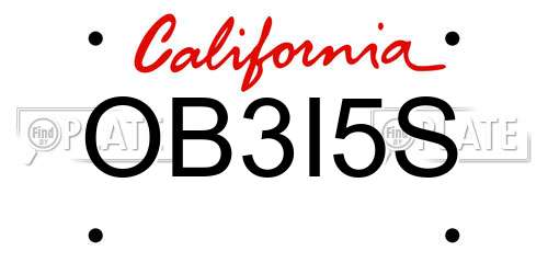 OB3I5S California License Plate
