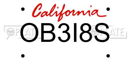 OB3I8S California License Plate
