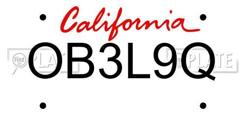 OB3L9Q California License Plate