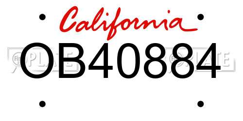 OB40884 California License Plate