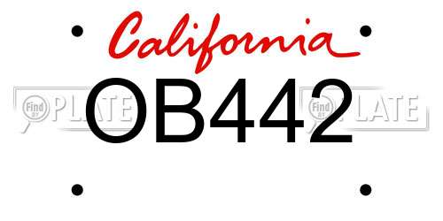 OB442 California License Plate