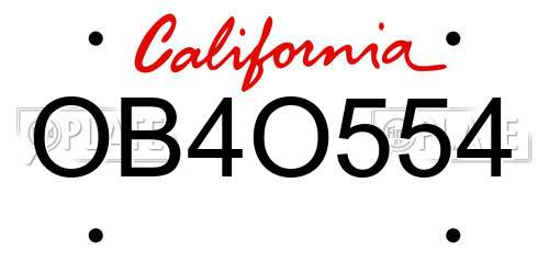 OB4O554 California License Plate