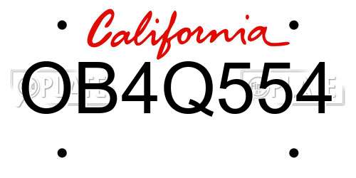 OB4Q554 California License Plate