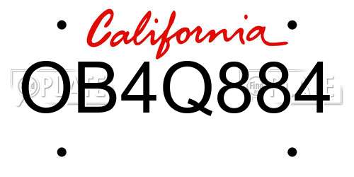 OB4Q884 California License Plate