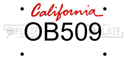 OB509 California License Plate