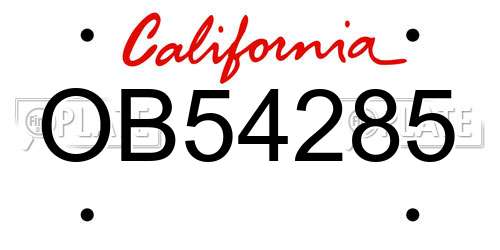 OB54285 California License Plate