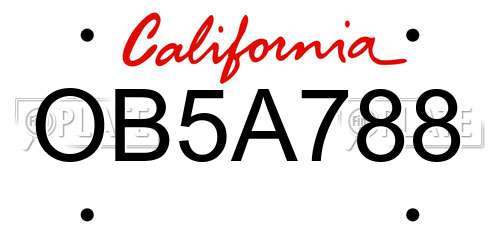 OB5A788 California License Plate