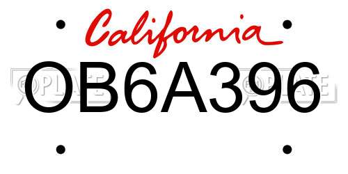 OB6A396 California License Plate