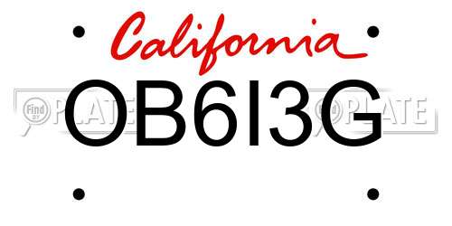 OB6I3G California License Plate