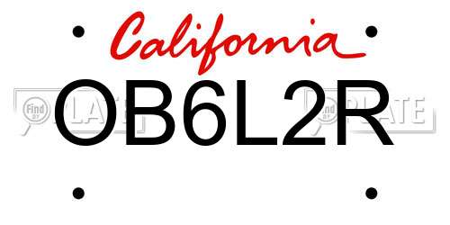 OB6L2R California License Plate