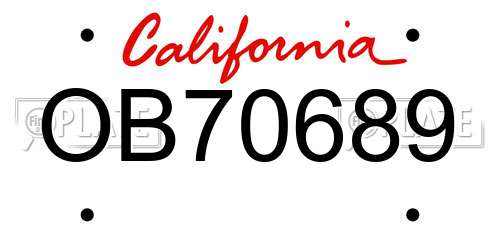 OB70689 California License Plate