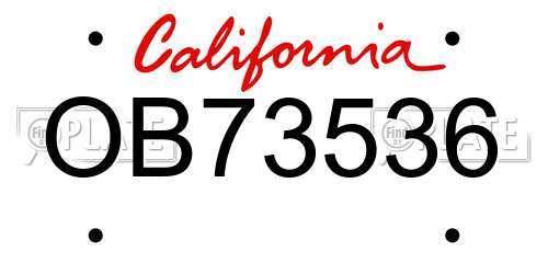 OB73536 California License Plate