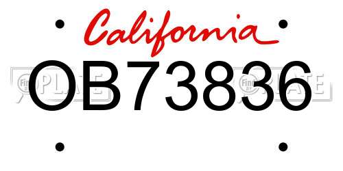 OB73836 California License Plate