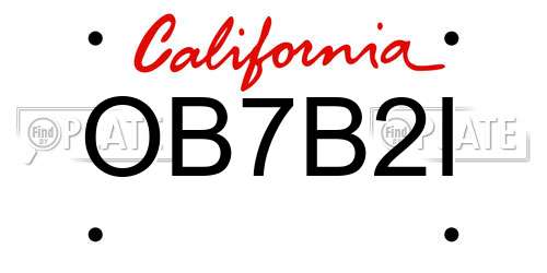 OB7B2I California License Plate