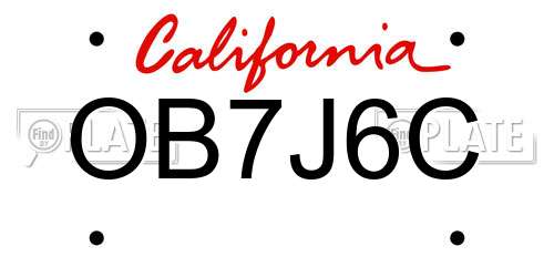 OB7J6C California License Plate