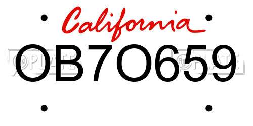 OB7O659 California License Plate