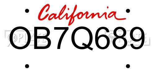 OB7Q689 California License Plate