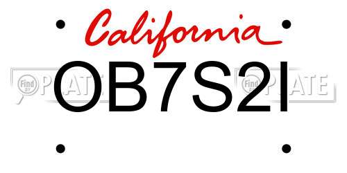 OB7S2I California License Plate