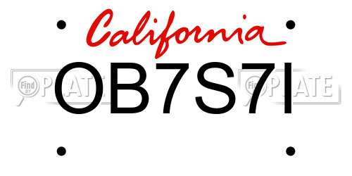 OB7S7I California License Plate