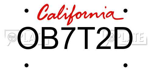 OB7T2D California License Plate