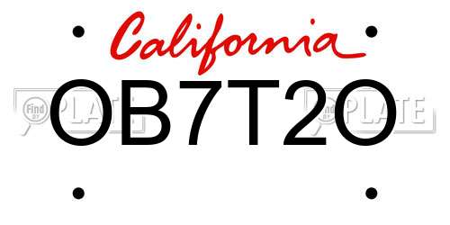 OB7T2O California License Plate