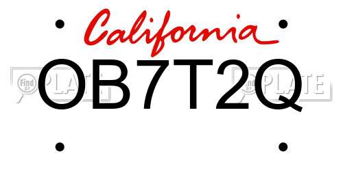 OB7T2Q California License Plate